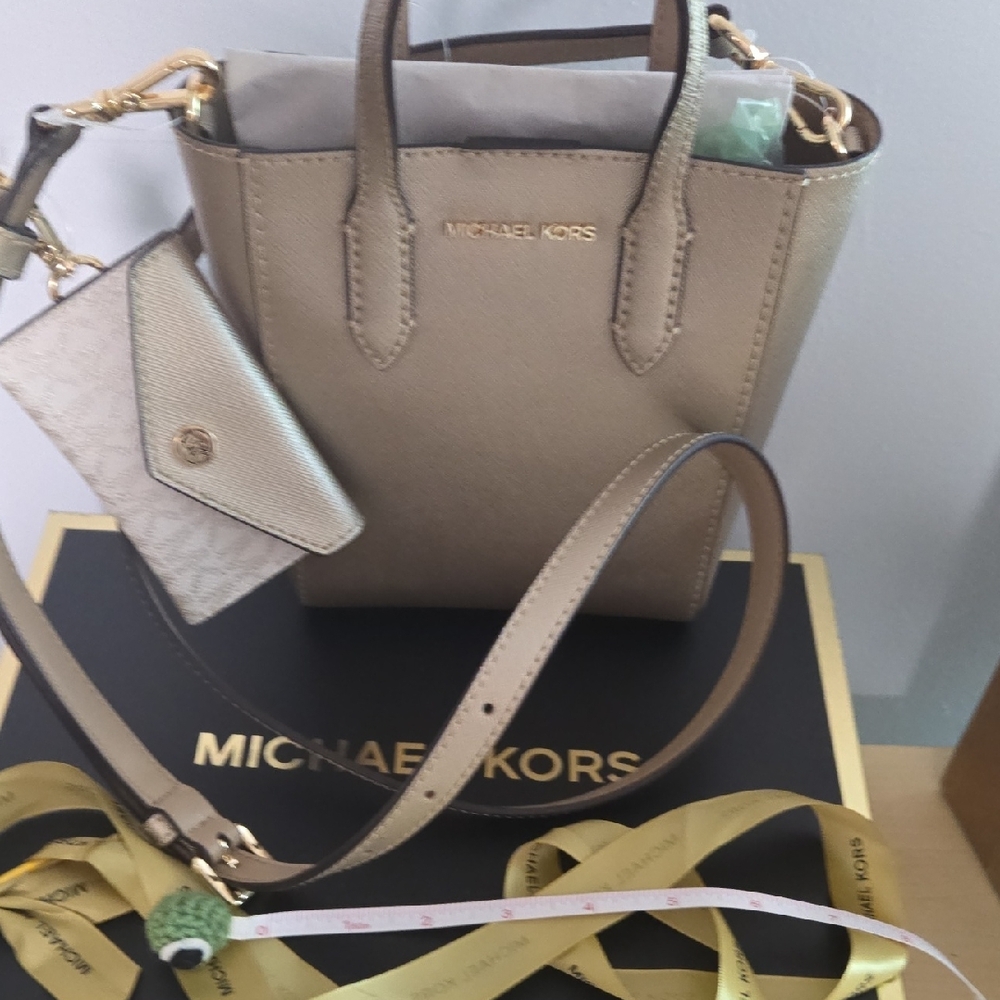 NWT Michael Kors Gold Shoulder Bag with Structured Design